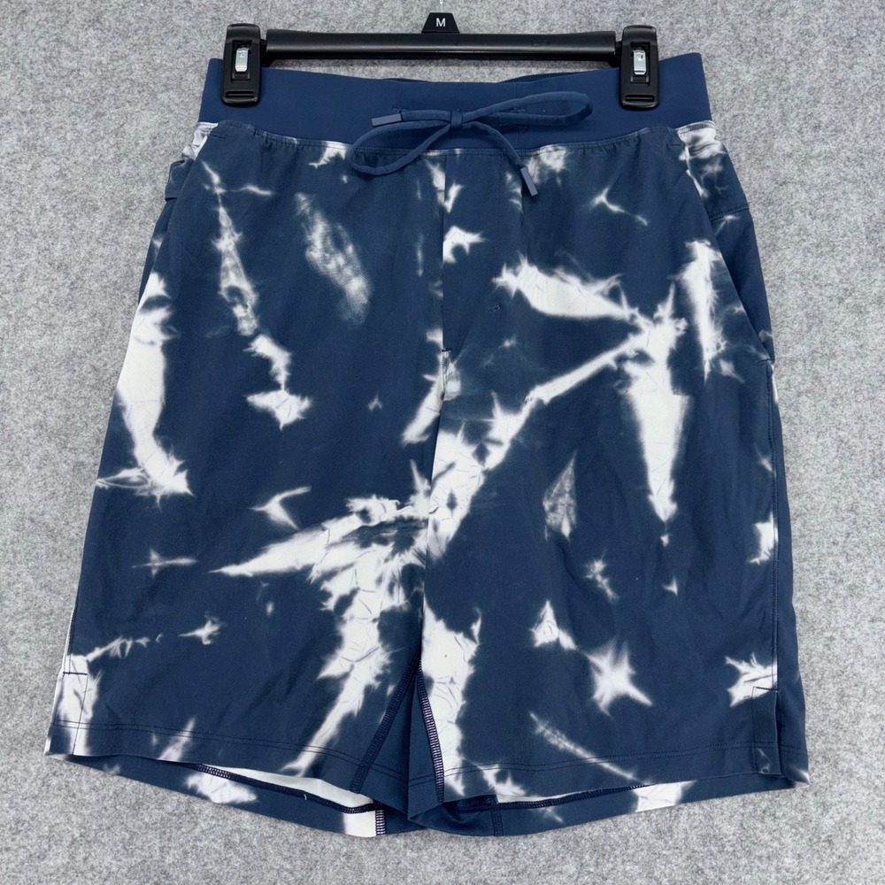 Lululemon T.H.E Linerless Shorts 9" Mens Small Navy Tie Dye LM7ARAS